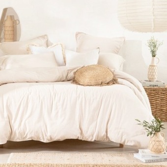 Pillow Talk Washed linen look natural quilt cover set by essentials offer
