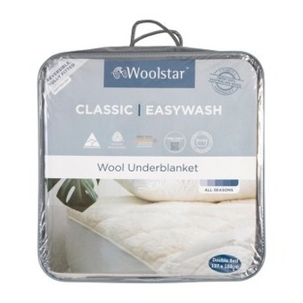 Pillow Talk Easy wash reversible australian wool underblanket by woolstar offer