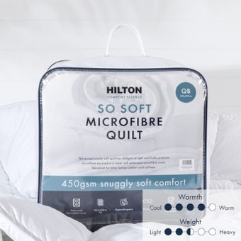 Pillow Talk Comfort science so soft 450gsm microfibre quilt by hilton offer
