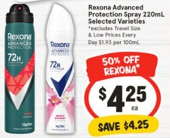 IGA Rexona Advanced Protection Spray 220mL offer
