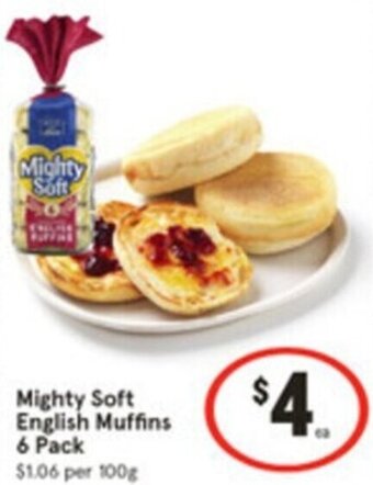 IGA Mighty Soft English Muffins 6 Pack offer