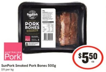 IGA SunPork Smoked Pork Bones 500g offer