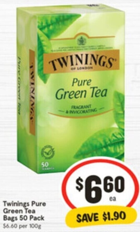 Twinings Pure Green Tea Bags 50 Pack offer at IGA