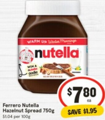 IGA Ferrero Nutella Hazelnut Spread 750g offer