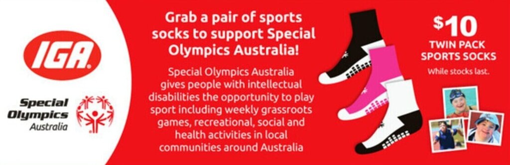 IGA sports socks to support Special Olympics Australia! offer