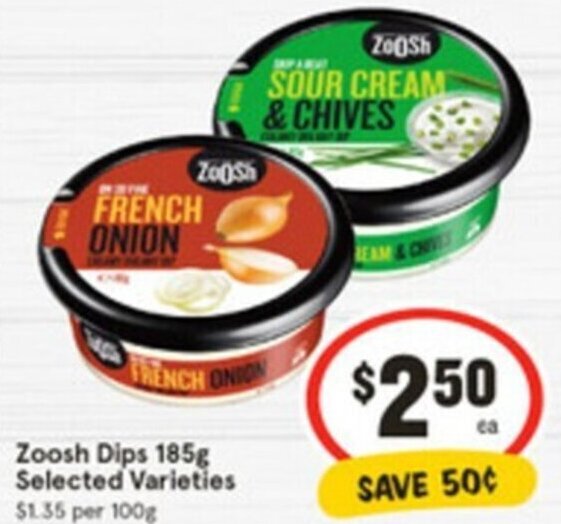 Zoosh Dips 185g offer at IGA