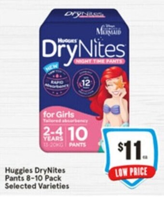 IGA Huggies DryNites Pants 8-10 Pack Selected Varieties offer