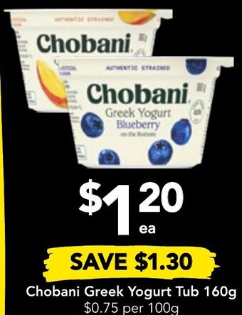 Drakes Chobani Greek Yogurt Tub 160g offer