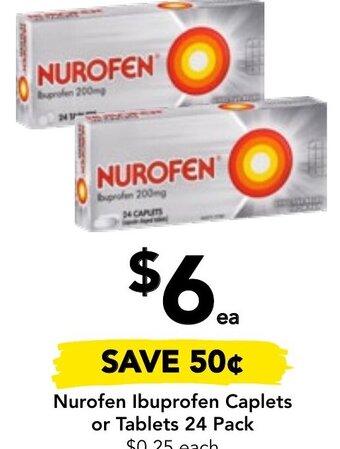 Drakes Nurofen Ibuprofen Caplets or Tablets 24 Pack offer