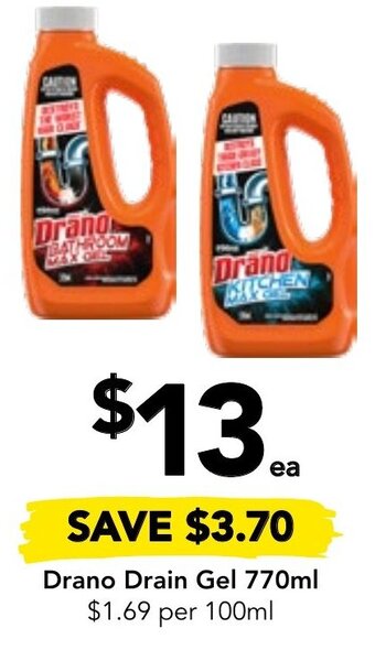 Drakes Drano Drain Gel 770ml offer