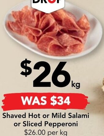 Drakes Shaved Hot or Mild Salami or Sliced Pepperoni offer