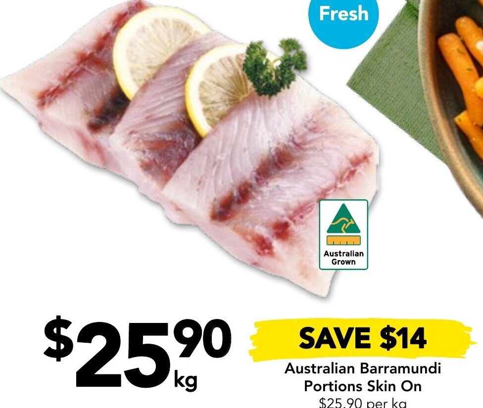 Drakes Australian Barramundi Portions Skin On offer