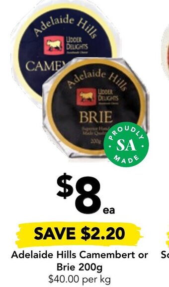 Drakes Adelaide Hills Camembert or Brie 200g offer
