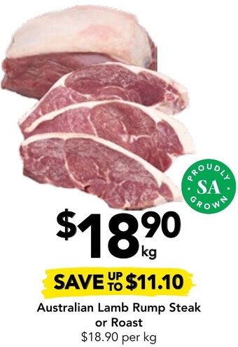 Drakes Australian Lamb Rump Steak or Roast offer