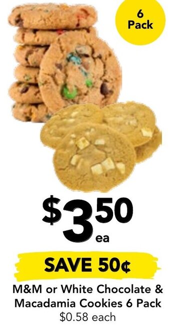 Drakes M&M or White Chocolate & Macadamia Cookies 6 Pack offer