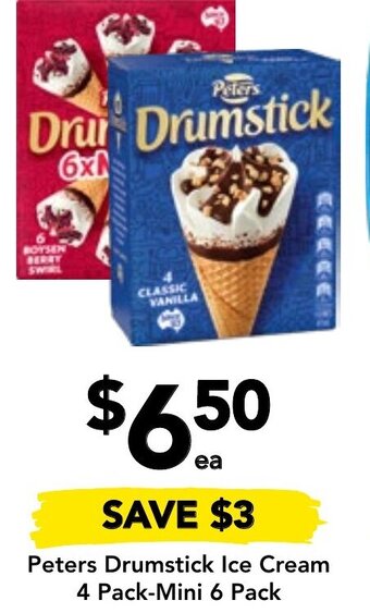 Drakes Peters Drumstick Ice Cream 4 Pack-Mini 6 Pack offer
