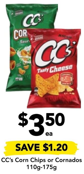 Drakes CC's Corn Chips or Cornados 110g-175g offer