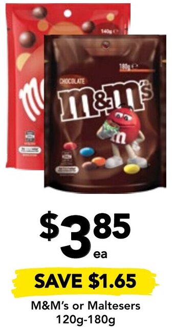 Drakes M&M's or Maltesers 120g-180g offer