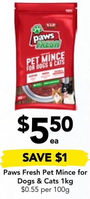 Drakes Paws Fresh Pet Mince for Dogs & Cats 1kg offer