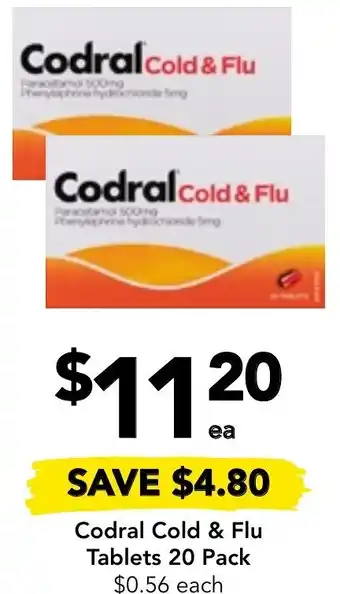 Drakes Codral Cold & Flu Tablets 20 Pack offer