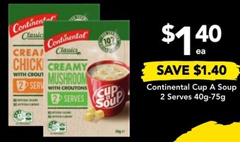Drakes Continental Cup A Soup 2 Serves 40g-75g offer