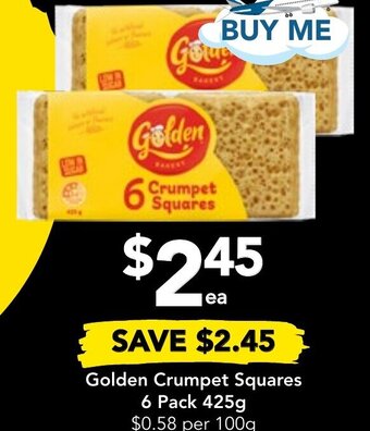 Drakes Golden Crumpet Squares 6 Pack 425g offer