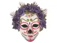 LivingStyles Calavera Art Sculpture, Lady with Rose Crown, White / Purple offer