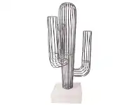 LivingStyles Camille Metal Wireframe Cactus Sculpture on Stand, Silver offer