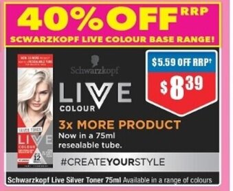 Chemist Warehouse Schwarzkopf Live Silver Toner 75ml offer