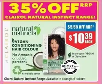 Chemist Warehouse Clairol Natural Instinct Range offer