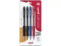 Officeworks Uni Laknock Retractable Ballpoint Pens 0.7mm Assorted 4 Pack offer