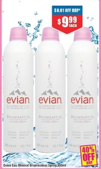 Chemist Warehouse Evian Eau Mineral Brumisateur Spray, 300ml offer