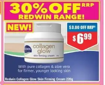 Chemist Warehouse Redwin Collagen Glow Skin Firming Cream 220g offer