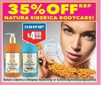 Chemist Warehouse Natura Siberica Oblepika Hydrating or Softening Hand Soap 500ml offer