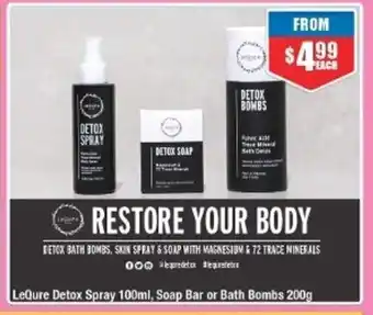 Chemist Warehouse LeQure Detox Spray 100ml, Soap Bar or Bath Bombs 200g offer