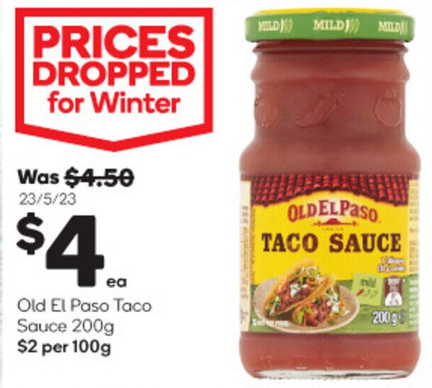 Old El Paso Taco Sauce 200g offer at Woolworths