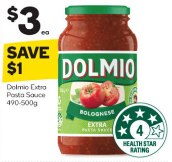 Woolworths Dolmio Extra Pasta Sauce 490-500g offer