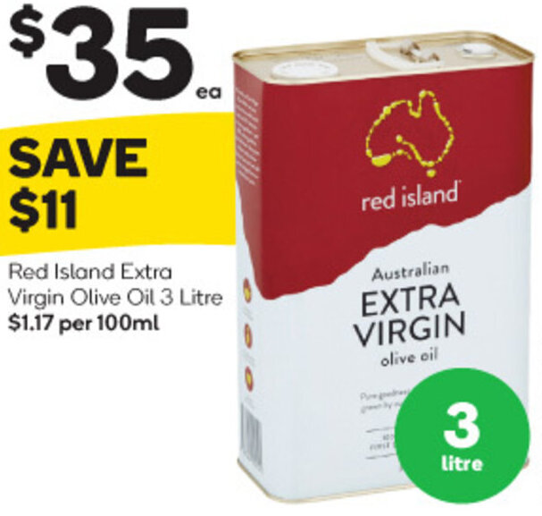 Red Island Extra Virgin Olive Oil 3 Litre offer at Woolworths