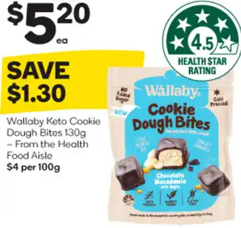 Woolworths Wallaby Keto Cookie Dough Bites 130g offer