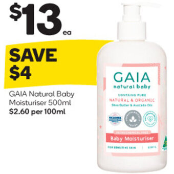 Woolworths GAIA Natural Baby Moisturiser 500ml offer