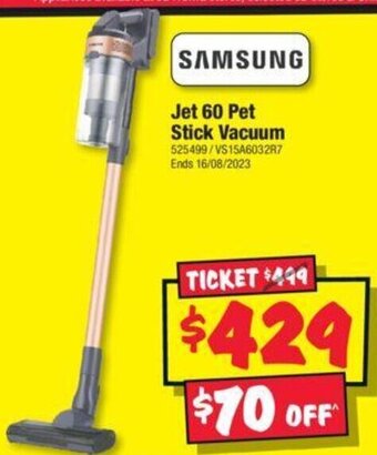 JB Hi-Fi Jet 60 Pet Stick Vacuum offer