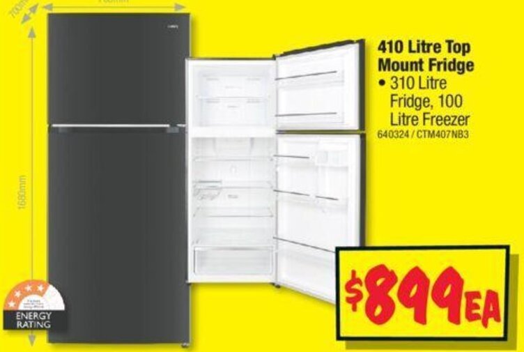 410 Litre Top Mount Fridge • 310 Litre Fridge, 100 Litre Freezer offer