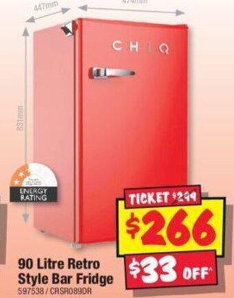 JB Hi-Fi 90 Litre Retro Style Bar Fridge offer