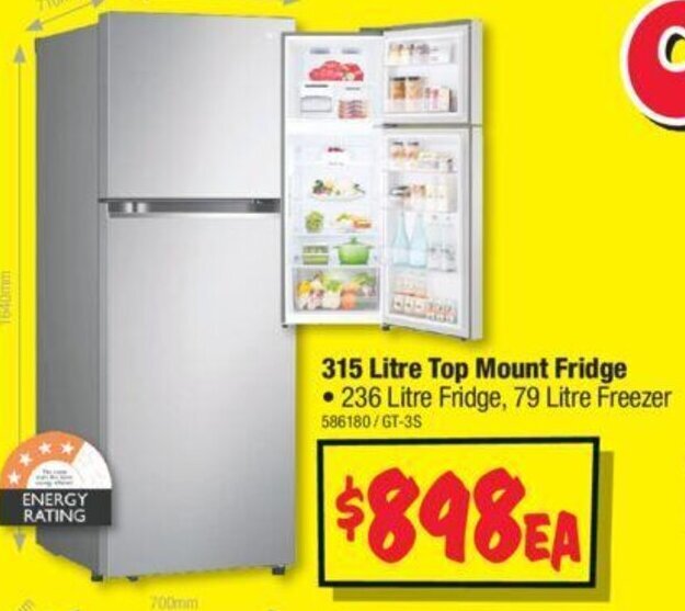 315 Litre Top Mount Fridge • 236 Litre Fridge, 79 Litre Freezer offer