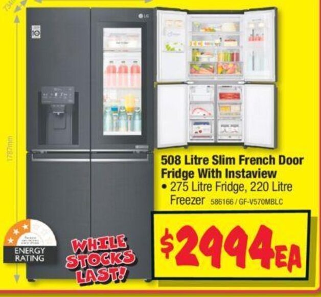 508 Litre Slim French Door Fridge With Instaview • 275 Litre Fridge