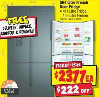 JB Hi-Fi 564 Litre French Door Fridge • 411 Litre Fridge, 153 Litre Freezer offer