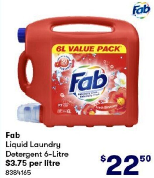 Fab Liquid Laundry Detergent 6Litre offer at BIG W