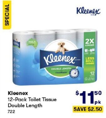 BIG W Kleenex 12-Pack Toilet Tissue Double Length offer