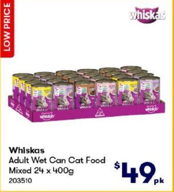 BIG W Whiskas Adult Wet Can Cat Food Mixed 24 x 400g offer