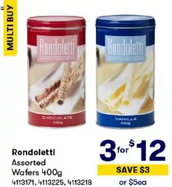 BIG W Rondoletti Assorted Wafers 400g offer